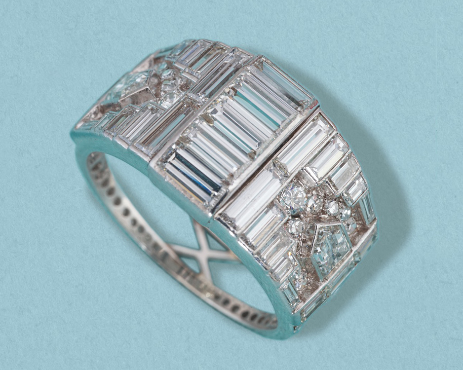 Art Deco multi cut diamond ring