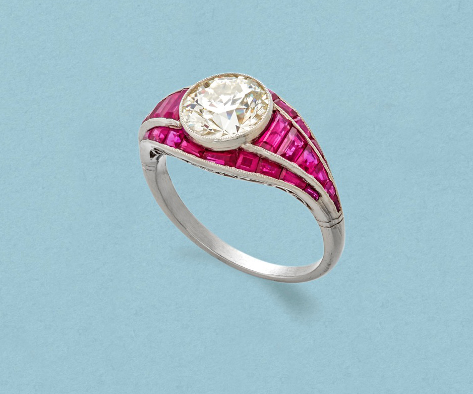 Art Deco diamond and ruby ring